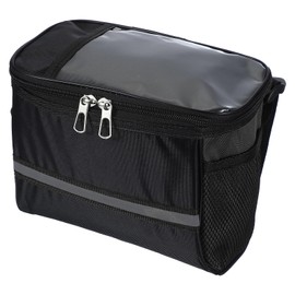 PATIKIL Bike Handlebar Bag, Bike Frame Bag Waterproof Bike Basket Bag with Reflective Strip Bicycle Accessories for Men Women Outdoor Cycling Mountain Road Bikes, Black