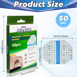 opasyo Tattoo Aftercare Transparent Stretch Adhesive Bandage,50 Pieces Tattoo Bandage 4 x 4.75 Inches Tattoo Aftercare Bandage,Octagon Waterproof Bandages for Swimming Showering (4 x 4.75 Inch)