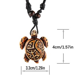 STWTR Hawaiian Turtle Pendant Necklace Men Women - Adjustable Rope Surfer Necklace Handmade Necklace