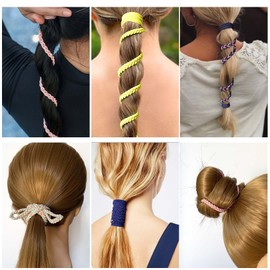 Hair Ties for Sports, Elastic Hair tie 16 inch Longhairs Ponytail Holders, Colorful Braided Pony Tail Wrap for Wind and Water 3 Packs C