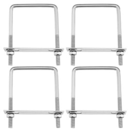 SG Store 4 Pieces Square U Bolts M8 Thread 71mm Inside Width 100mm Length 304 Stainless Steel U Shape Clamp Bolts with Nuts and Plates for Vehicles Piping Building
