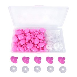 BESTCYC 1Box(50pcs) 14x20mm Triangle Pink Solid Plastic Safety Noses Craft Noses with Washers for Doll, Puppet, Plush Animal Puppet Crafts