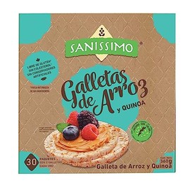Sanissimo Rice and Quinoa Crackers, Gluten Free, 30 Individually Wrapped Snack Packs, With two crackers each package