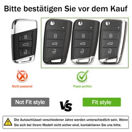 OATSBASF Car Key Case Suitable for VW, VW Golf 7 Key Case, Key Box Cover for VW Polo, Skoda, Tiguan, MK7 3 Buttons (GR Green)
