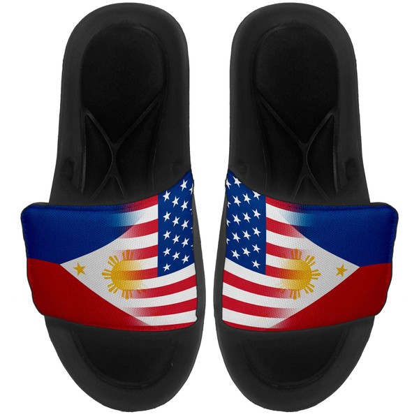 Cushioned Slide-On Sandals - Flag of Philippines Filipino,Pinoy - Philippines Flag with USA
