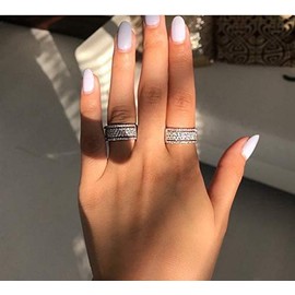 925 Sterling Silver Cubic Zirconia Eternity Engagement Wedding Bands Wedding Rings Anniversary Eternity Bands 3 Band Width Ring CZ Engagement Bridal for Women (10)