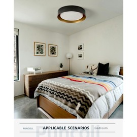 puncoll Flush Mount Ceiling Light 13-inch - Black Ceiling Lights - LED Close to Ceiling Light - Modern Ceiling Light Fixture for Bedroom Hallway C3948-BK