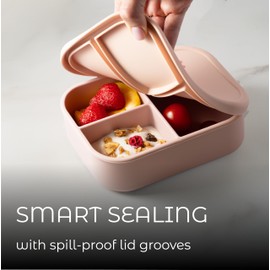 ASOMIC Silicone Bento Lunch Box for Toddlers & Kids, Leakproof & BPA-Free, 3 Compartments, Microwave & Dishwasher Safe, Ideal for Daycare, Preschool & Baby Meals (Cat)