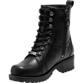 HARLEY-DAVIDSON FOOTWEAR Women's Keeler Leather Motorcycle Casual Boot, Black, 7.5