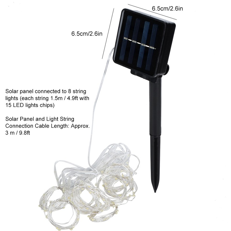 Outdoor Solar Power 120LED Chips Umbrella String Lights for Garden
