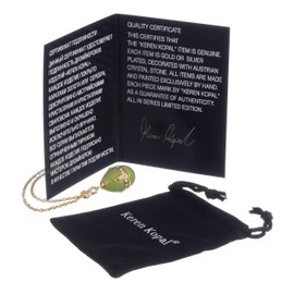 Keren Kopal Green Egg Pendant Necklace Faberge Styled Love Gift for Her Wife Mother Special Charm Present Decorated with Austrian Crystals