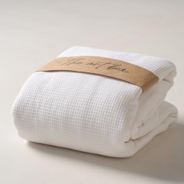 THE ART BOX Medium Weight 100% Cotton Waffle Fabric – 1 Meters Bleached Material for Sewing, Apparel & Crafts