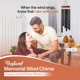 The Purple Sunflower Memorial Wind Chimes for Loss of Husband - 32" Sympathy Wind Chimes with Keychain, Bereavement Gifts, Wind Chimes for Loss of Loved One, Memorial Windchimes - (Husband)