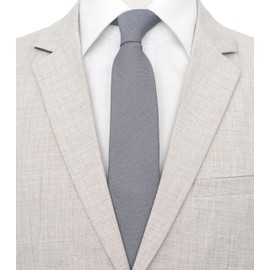 BELLUNO Men's Skinny Ties, Cotton Linen Blend 2.5 inch Slim Neckties, Mercury Gray Tie