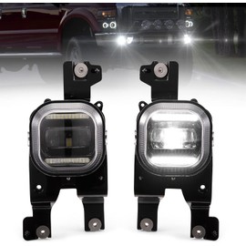 BUNKER INDUST LED Fog Light with Daytime Running Lights for 2008 2009 2010 Ford F250/F350/F450/F550 Super Duty, OEM Bumper Driving DRL Fog Lamp Assembly Kit