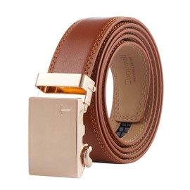 Derss Belts for Men, Tonywell Leather Ratchet Belt Adjustable Trim to Fit with Automatic Click Buckle