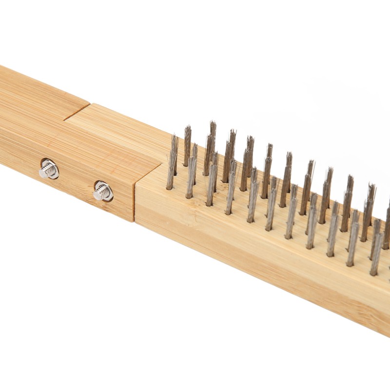 Long Pizza Oven Brush with Scraper Mounted Metal Bristles Pizza