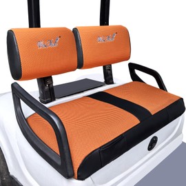 WEIMELL Golf Cart Seat Covers Fit for Yamaha G22 Front Seat Ordinary Cushion Covers Breathable Mesh with PU Leather No Nails Required Easy to Install Black & Orange