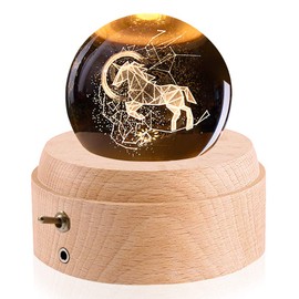 Mozalida Music Box, Genuine Birthday Gift, Unicorn, Constellation, Crystal Ball, Christmas Gift, Snow Globe, Valentine's Day, Moon Lamp, Girlfriend, Indirect Lighting, Bedside Lamp, LED Light, USB Charging, Projection Function, Interior, Stylish, Wooden,