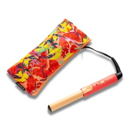 Glister Mini Curls Traveling Small Clip Curler with Carrying Pouch, Travel Curler, Curling Wand, for Normal, Thin, Dry, and Frizzy Hair, for Travel use Preferred for Girls or Boys - (Grapefruit)