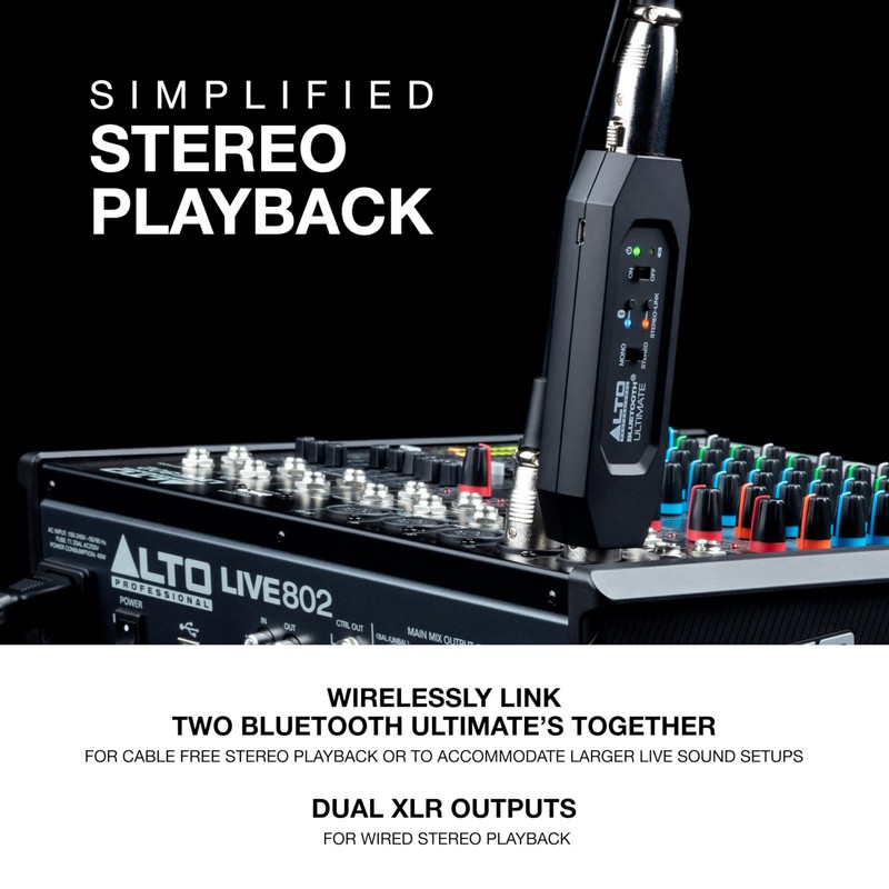 ALTO Bluetooth Ultimate XLR Equipped Rechargeable Stereo Bluetooth Receiver for