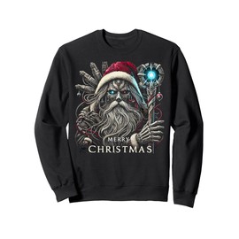 Goth Santa Claus Gothic Men Women Dark Cyberpunk Christmas Sweatshirt, black
