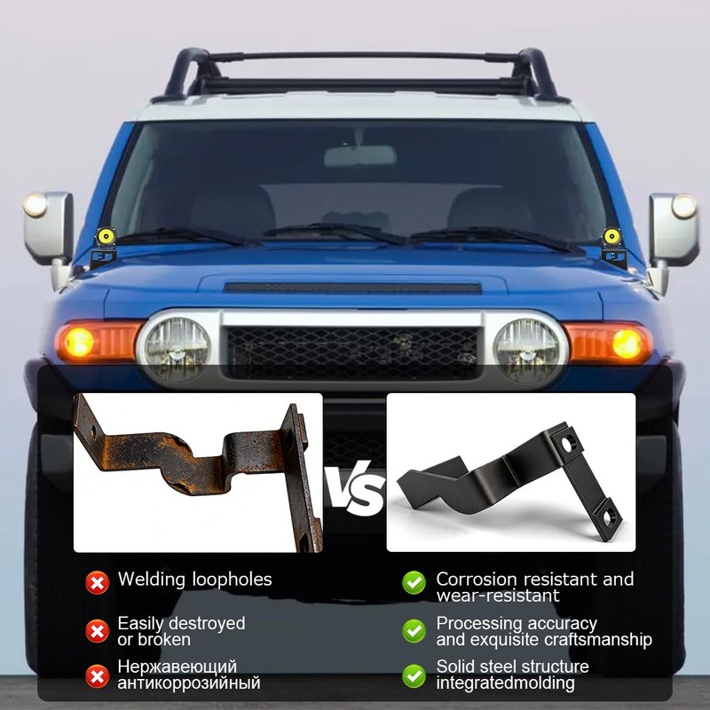 KMFCDAE Cowl Light Brackets 1 Pair Symmetrical FJ Logo A-Pillar