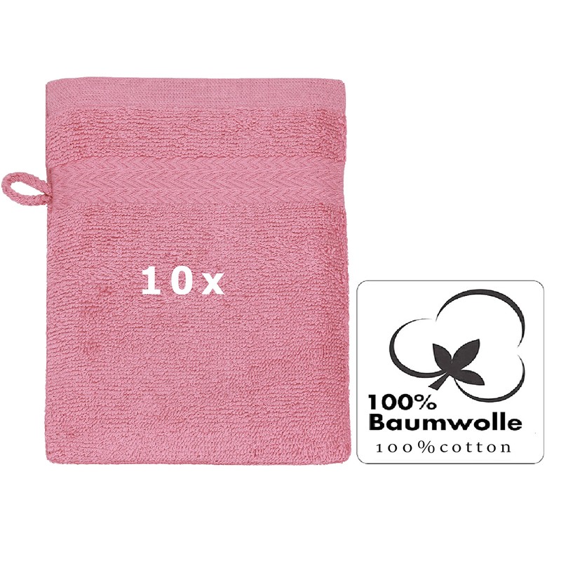 10 Piece Set Wash Mitts Premium Colour: old rose, Size: