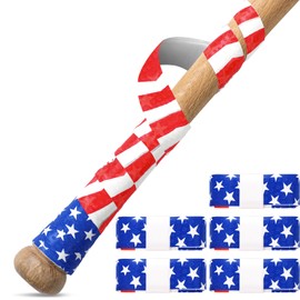 Soulchen 5 Packs Bat Grip Tape for Baseball Softball Cricket 1.5mm 39.37 Inches Precut Full Adhesive Professional Feel Bat Wrap for Handles Red White Blue American Flag Design