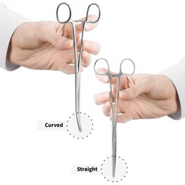 SURGICAL ONLINE Set of 2 Premium Quality 12" Rochester Pean Hemostat Forceps Straight & Curved Clamps Three Locking Positions - SurgicalOnline