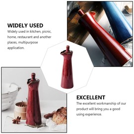 PRETYZOOM Ceramic Seasoning Bottle Pottery Japanese Soy Sauce Vinegar Jar Olive Oil Dispenser Decanter Kiln Sauce Cruet Bottle with Lid for Kitchen Red