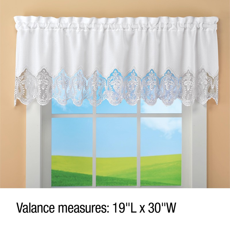 Collections Etc Elegant Lace Border Trim & Solid-Color Window Curtain