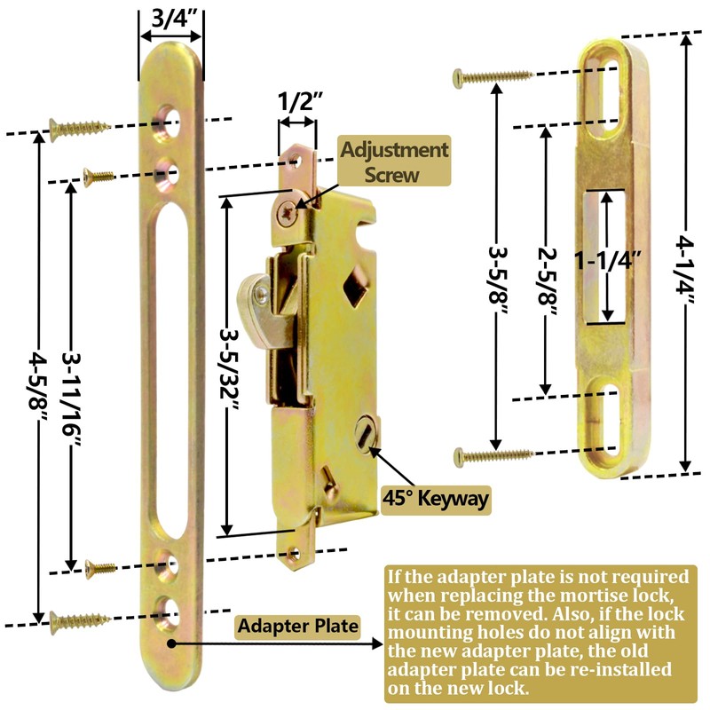 TPard Sliding Glass Patio Door Handle Set with Key Cylinder