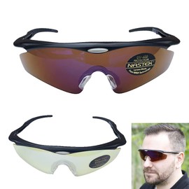 NasTek Sport Sunglasses with UV Protecting Interchangeable Lenses for Day and Night Sports Driving Running Fishing