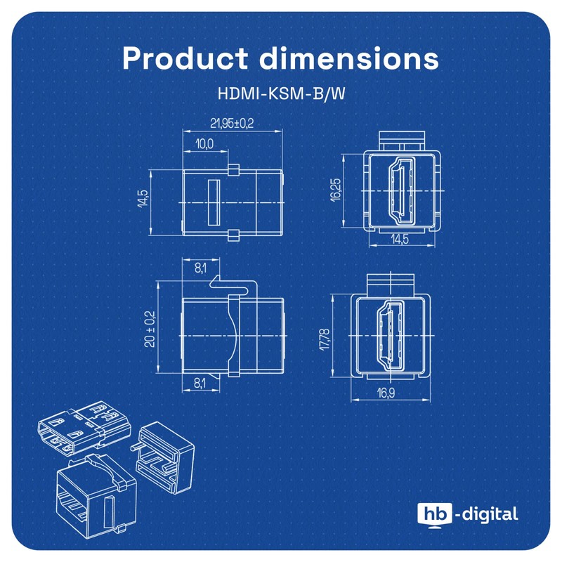 HB-DIGITAL Keystone Module with HDMI 2.0 Female | Multimedia Keystone