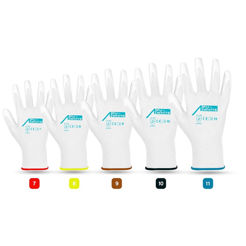 ACE PUre White Work Gloves - 10 Pairs of Sensitive