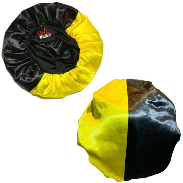 Duo Color - Gorro de satén para el cabello, gorra de dormir de doble capa, diseño antideslizante, Bumble Bee, Talla única