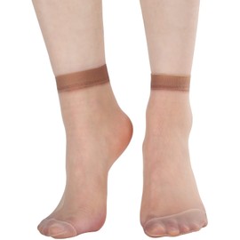 Geyoga 12 Pairs Sheer Ankle Socks Thin Nylon Transparent Ankle High Hosiery Socks Short Dress Stockings for Women(Large,Simple Color)