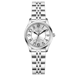 Szaikyri Classic Watch for Women with Easy Read Time Arabic Numerals Ladies Watch with Calendar Water Resistant (Silver Black)