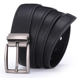 Glamicci Men's Genuine Leather Dress Belt 3.3cm wide |Scratch Resistant Real Leather Black Belt For Men Style-14.06 (14Black-Sil Buckle, 34-38” Waist (117cm/46”Strap))