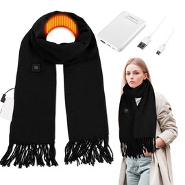 POKUSI Heated Scarf for Women Wen, Eletric Heated Scarf with 5000mAh Rechargeable Battery, 3 Levels Temperature Control, Warm Scarves for Winter Birthday Christmas Fashion Gifts