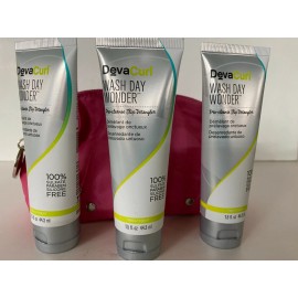 DevaCurl 3 X DevaCurl Wash Day Wonder Pre-Cleanse Slip & Shine Detangler 1.5oz & Bag