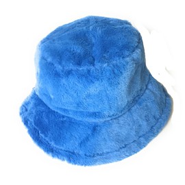 KGM Accessories New Soft Fleecy Faux Fur Bucket hat - Festival Summer Winter Hats (UK, Alpha, One Size, Sky Blue)