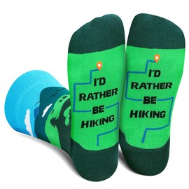 AGRIMONY Funny Hiking Socks for Men Teens - I'D RATHER BE Socks - Fathers Day Novelty Gifts for Dad Husband Brother Crazy Socks-Valentines Birthday Fun Gifts Ideas Christmas Stocking Fillers