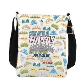BNQL Princess Crowns Crossbody Bag Fairy Tale Princess Gifts Magic Kingdom Gift Oh It's a Tiara Put It On Me Princess Handbag, White