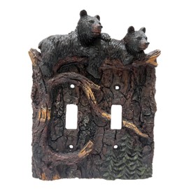 Wall Plate Cover in Black Bear Climbing on Tree Branch Design for Double Switch Cover Decorative Wall Plate