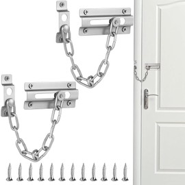 2 StückTürkette Ohne Bohren,Edelstahl Türkette,Abus Türkette,Türkette Haustür,(1 Diebstahlsicherungskette 6 Schrauben) 7 Stück insgesamt,Für Haus,Hotel,Innentüren Und Fenster (Silber)