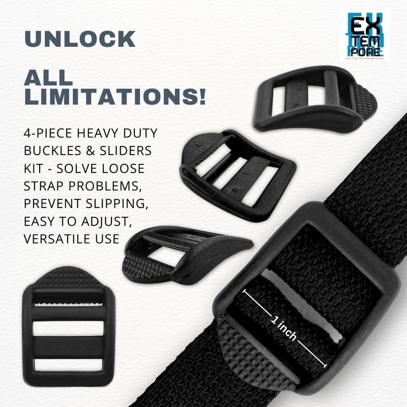 EXTEMPORE Ladder Lock Buckle Quick Side Release Tri Glide Slider,