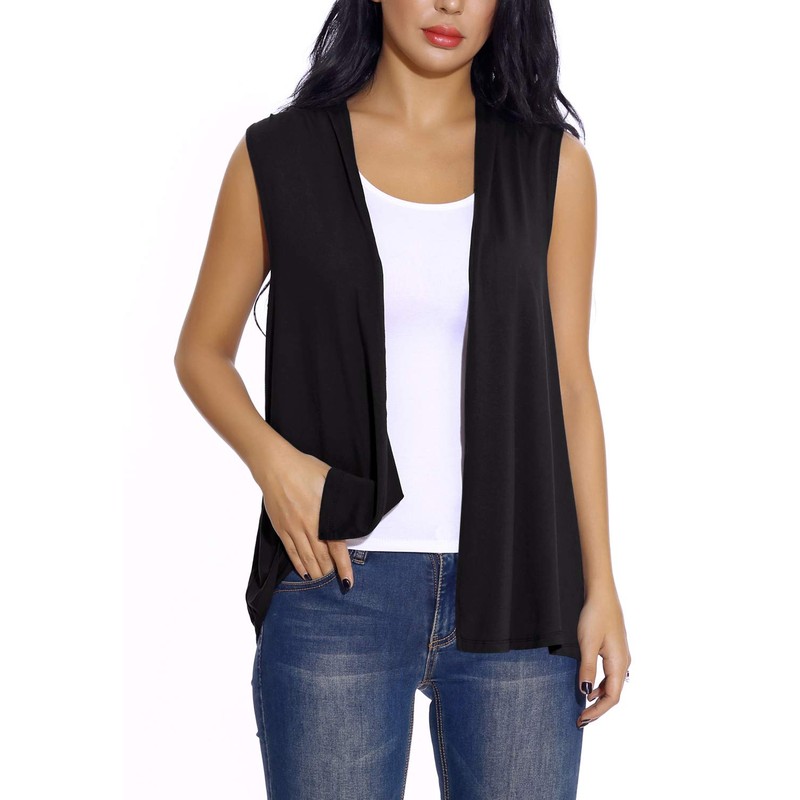 EXCHIC Women's Casual Sleeveless Lightweight Open Tunic Vest Cardigan -