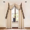 ELKCA Beige Chenille Window Curtains Valance for Living Room Waterfall